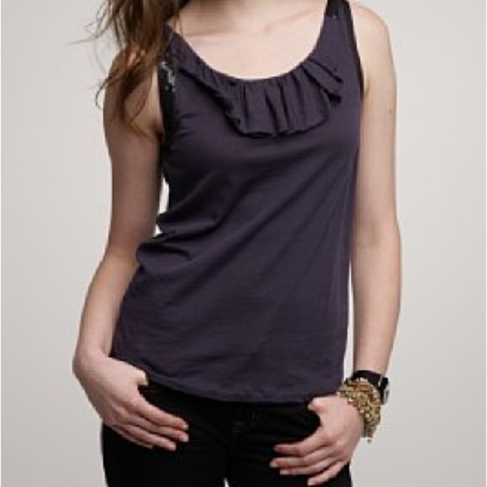 J. Crew Tank Top with Ruffle and Sequin Trim